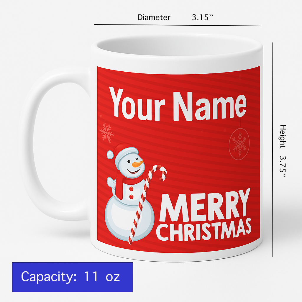 Personalized Christmas Mug – “Merry Christmas” with Photo | 11 oz